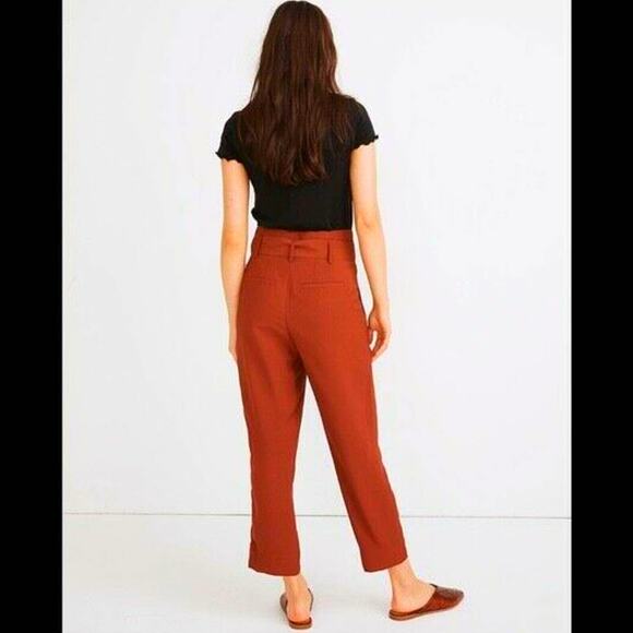 Madewell Womens Orange Clay Polyester Drapey Paperbag Tie Pants NWT - Picture 7 of 7